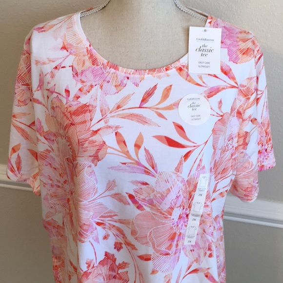 Croft & Barrow Classic Tee Floral Plus Size 2X Top - Picture 2 of 6